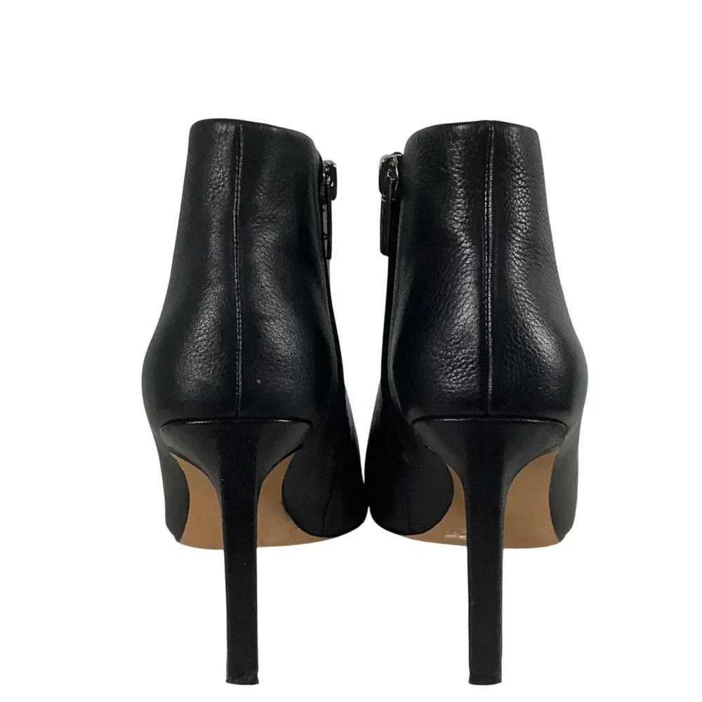 Vince Camuto Black Leather Pointed Toe V-Cut Ankle Booties Stiletto Heel Size 8M
